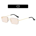 Frameless square retro sunglasses in gold metal with C3 light pink tinted lenses - Champagne Lens (C3)