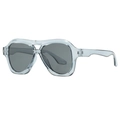 Moderne Y2K Sport-Sonnenbrille in transparentem Graublau mit dunkelgrauen Gläsern - Durchscheinender grauer Rahmen Graues Glas