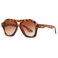 Y2K Sport-Sonnenbrille mit Leopard-Schildpatt-Rahmen und braunen Verlaufsgläsern - Demi Rahmen Gradient Tee Gläser