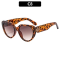 Chic tortoiseshell cat-eye sunglasses with brown gradient lenses and golden metal accents - Leopard Frame Double Tea Lens (C8)