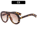 Fashion oversized tortoiseshell sunglasses with C6 tea gradient lenses for men and women - Tortoise Frame Gradient Tea Lens