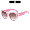 Cat eye sunglasses in translucent light pink frame with brown gradient lenses - Pink Frame Double Tea Lens (C9)