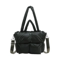 Sac fourre-tout matelassé noir brillant avec bandoulière réglable amovible - Vert