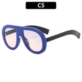 Chic oversized aviator sunglasses with bold blue frames and black temples, style C5 - Blue Frame Blue Tea Lens