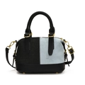 Bolso Boston de mezclilla con diseño bicolor negro y azul claro y herrajes dorados - Negro