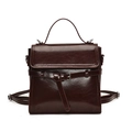 Retro dark brown crossbody handbag with glossy finish and decorative buckle detail - Burgundy