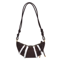 Dark brown crescent bag with white faux fur stripes and adjustable knot shoulder strap - Brown