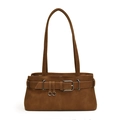 Sac sous le bras en cuir PU marron vintage avec boucle décorative et fines bretelles - Marron