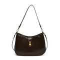 Retro dark brown crossbody shoulder bag with golden hardware buckle and leather texture - 28*6*20cm / Deer Brown