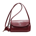 Piccola borsa a tracolla bordeaux vintage con logo in metallo argento e cinturino - Borgogna