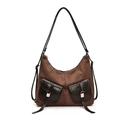 Vintage motorcycle style women backpack retro fashion casual commute large capacity brown bag - Suede Coffee