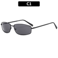 Occhiali da sole classici in metallo nero ossidiana con lenti grigio scuro colore C1 - Montatura Nera Lenti Grigie (C1)
