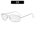 Occhiali da sole rettangolari chic con montatura in metallo argento, colore C5 - Montatura Argentata Lenti Argento Sfumate (C5)