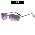 Retro gunmetal sunglasses with purple gradient lenses and black temple tips, style C4 - Gunmetal Frame Purple Gradient Lens (C4)