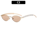 Vintage oval gold sunglasses with heart-shaped rhinestones and light brown lenses - Gold Frame Tea Lens