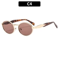 Oval retro sunglasses with gold metal frame, brown lenses and tortoiseshell temples C4 - Gold Frame Tea Lens