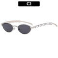 Women's vintage oval sunglasses in gold frame with diamond-encrusted heart temples - Silver Frame Grey Lens