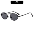 Gafas de sol retro de doble puente metálico con montura negra y cristales grises - Montura Negra Lente Gris