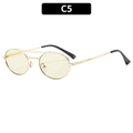Gafas de sol ovaladas retro de metal dorado con lentes amarillas y puente doble - Montura Dorada Lentes Amarillas
