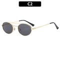 Gafas de sol ovaladas retro de metal con doble puente y lentes oscuras doradas C2 - Montura Dorada Lente Gris