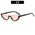 Occhiali da sole cat-eye con montatura nera e lenti rosa e dettagli in metallo oro - C4-Montatura Nera Lente Champagne