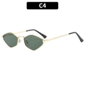 Chic polygonal gold metal sunglasses with dark green hexagonal lenses in color C4 - Gold Frame Dark Green Lens (C4)