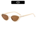 Occhiali da sole cat eye semi-cerchiati bianco crema con lenti marroni e bordo oro - C3-Montatura Beige Lente Tè