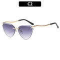 Lunettes de soleil œil de chat sans monture, verres dégradés violets et branches dorées - Gris Dégradé