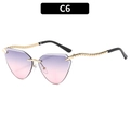 Lunettes de soleil œil-de-chat sans monture avec verres dégradés violets et branches dorées - Dégradé Gris-Rose