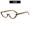 Chic tortoiseshell cat-eye sunglasses with gold half-rim frames and vintage texture - C10-Demi Frame Clear Lens