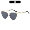 Lunettes de soleil triangle sans monture, verres gris et branches dorées texturées serpent - Noir et Gris