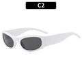 Fashionable sports sunglasses in white frames with dark grey lenses, C2 model - White Frame Grey Lens (C2)