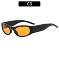 Sportliche Retro-Sonnenbrille mit schwarzem Rahmen und orangen Gläsern, Modell C3 - Schwarzer Rahmen Orange Linsen (C3)