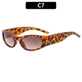 Retro-Oval-Sonnenbrille mit Schildpattmuster und braunen Verlaufsgläsern im Y2K-Stil - Leoparden Rahmen Verlaufs Teegläser (C7)