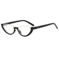 Chic black and gold cat-eye semi-rimless sunglasses for women in a sleek vintage style - C9-Black Frame Clear Lens