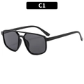 Lunettes de soleil pilote noires avec double pont et verres gris fumé pour hommes - Monture Noire Verres Gris