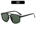 Lunettes aviateur noires classiques avec verres vert foncé et design à double pont - Monture Noire Verres Vert Foncé
