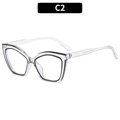 Cat-Eye Blaulichtbrille mit transparentem Rahmen und schwarzem Innenrand, Modell C2 - Transparenter Schwarzer Rand (C2)