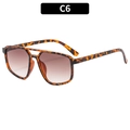 Lunettes aviateur homme à double pont avec monture écaille et verres dégradés marron - Monture Léopard Verres Dégradés Thé