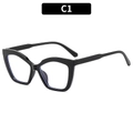 Klassische Cat-Eye Brille in glänzendem Schwarz mit Blaulichtfilter-Gläsern - Vollschwarzer Rahmen (C1)