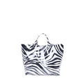 Glänzende Tote Bag mit Zebramuster, Doppelgriffen und weißem TOTE BAG Aufdruck - Zebramuster