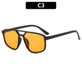 Fashionable double-bridge pilot sunglasses with black frames and orange lenses - Black Frame Orange Lens