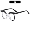 Occhiali anti-luce blu vintage tondi con montatura cat-eye nera e trasparente - Trasparente + Nero