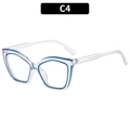 Occhiali anti-luce blu gatto trasparenti con eleganti accenti blu sul bordo interno - Bordo Blu Trasparente (C4)
