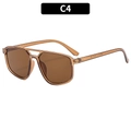 Classic pilot sunglasses with C4 transparent brown frame and matching tinted lenses - Dark Tea Frame Tea Lens