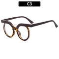 Retro round tortoise blue light blocking glasses with dark brown browline frame C3 - Dark Coffee & Tortoise