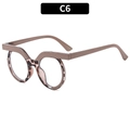 Retro round anti-blue light glasses with brown upper frame and tortoise lower rim C6 - Khaki & White Tortoise