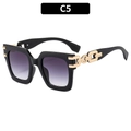 Retro oversized square sunglasses in glossy black frame with purple gradient lenses - Matte Black Frame Gradient Grey Lens (C5)