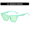 Occhiali da sole cat-eye alla moda con montatura verde e lenti colorate coordinate - C2-Montatura Verde Lente Verde