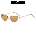 Occhiali da sole cat eye con montatura in metallo dorato e lenti polarizzate marroni - Montatura Oro Lente Tè Chiaro